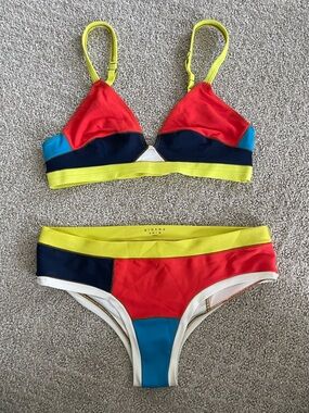 XiRENA Colorblock Bikini Set - Red, Navy, Yellow, Teal